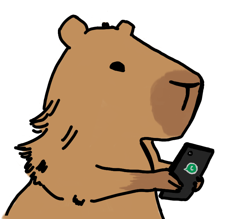 Capivara usando celular - CapyBot mascote